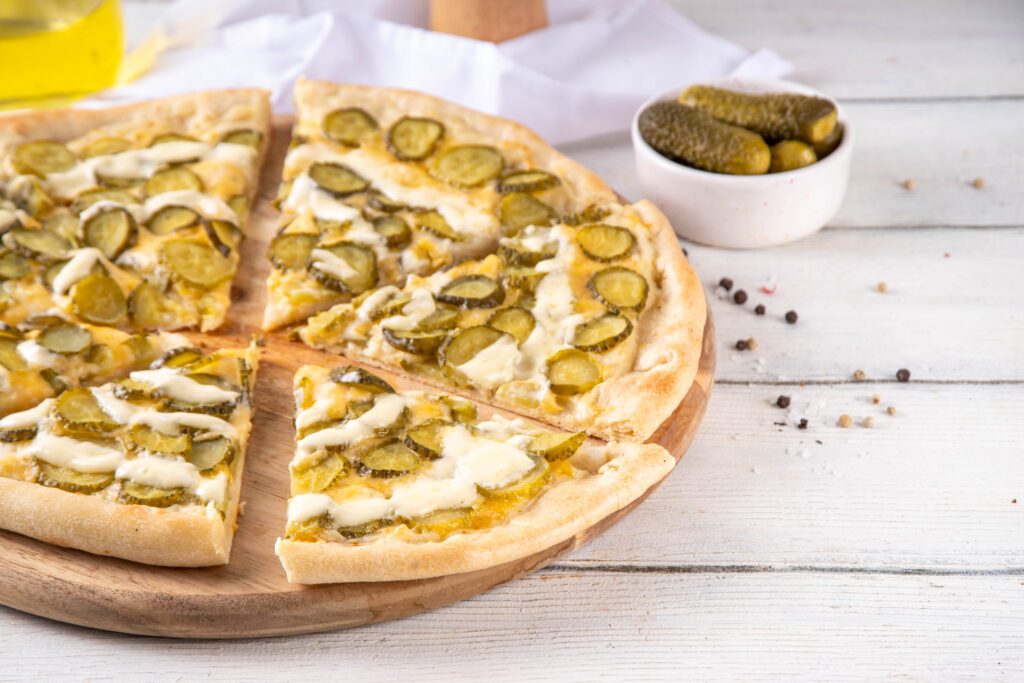 What is pickle pizza made of?