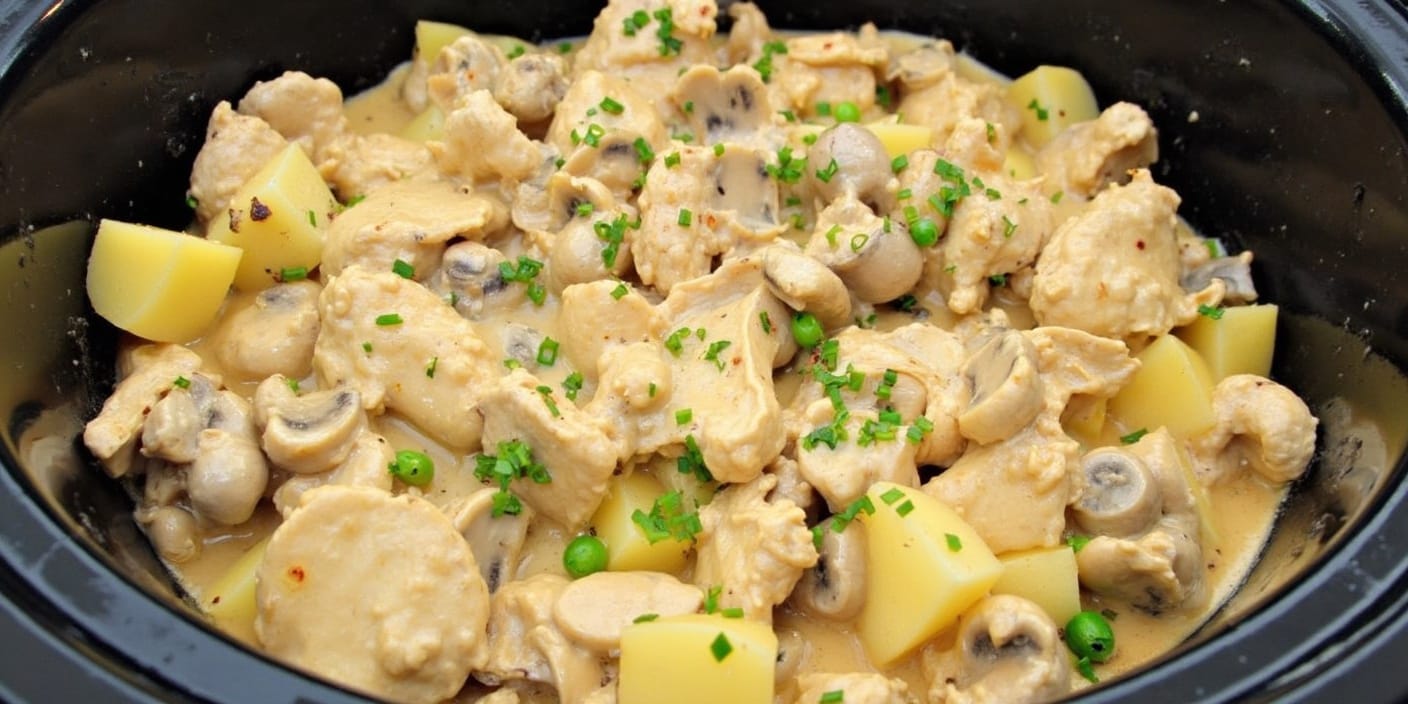 Creamy Chicken Mushroom Potatoes Crock Pot Recipe