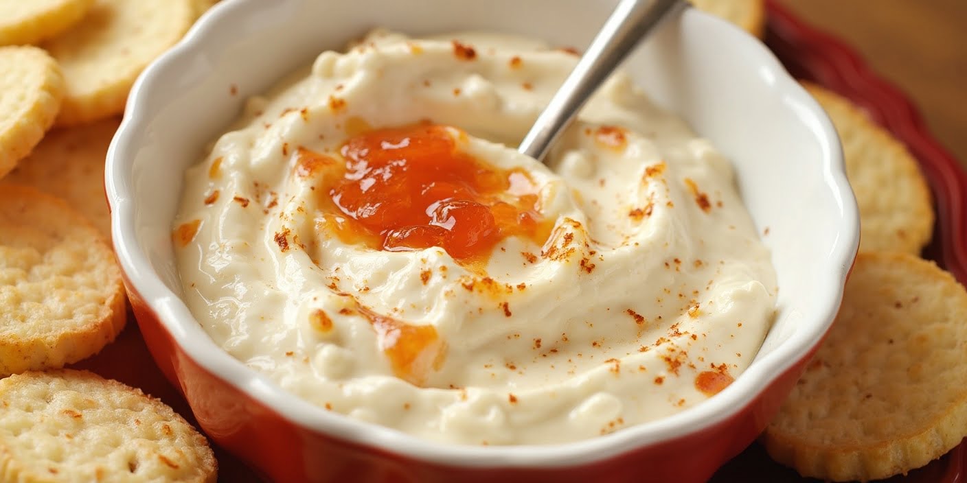 Pepper Jelly Cheese Dip with Creamy Cheddar Twist