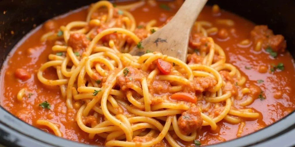 Easy Crock Pot Spaghetti and Meatballs Recipe